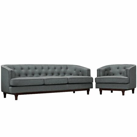 MODWAY FURNITURE Coast Living Room Sofa Set, Gray - Set of 2 EEI-2450-GRY-SET